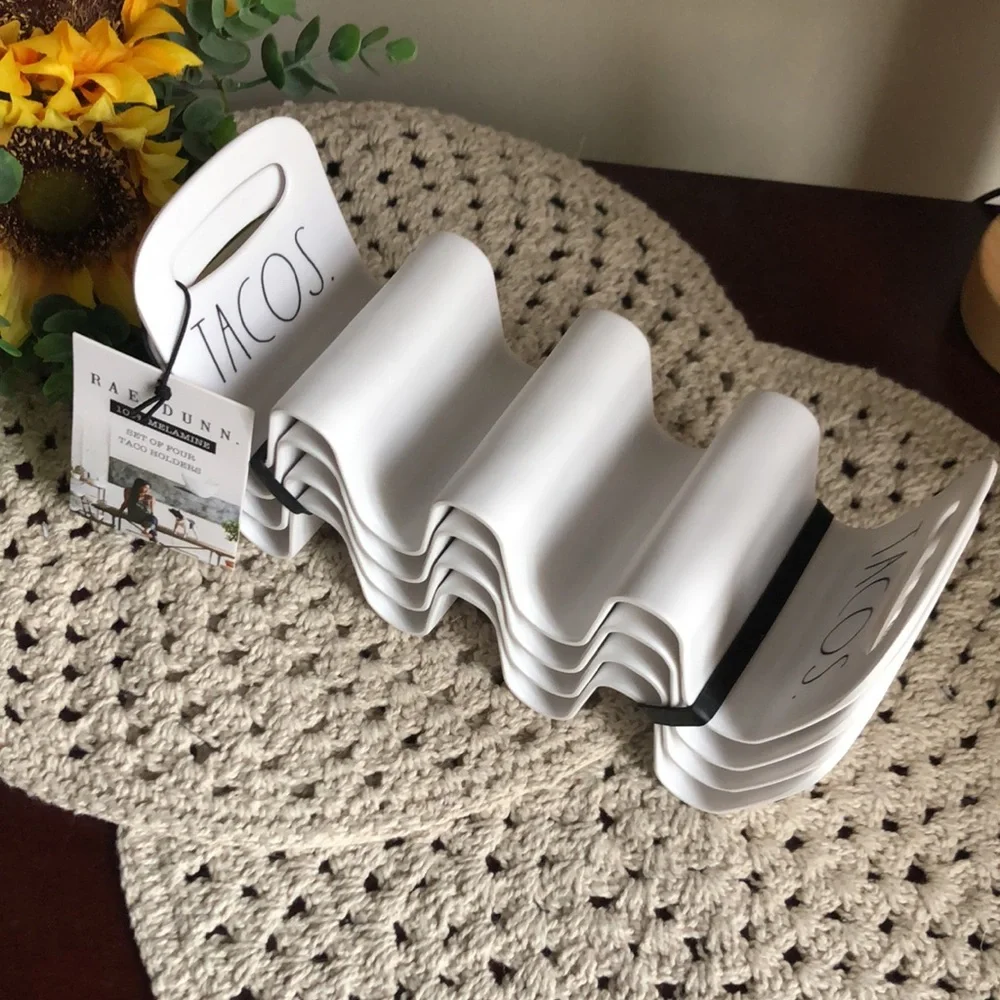 Rae Dunn White Melamine Taco Holders - Set of Four